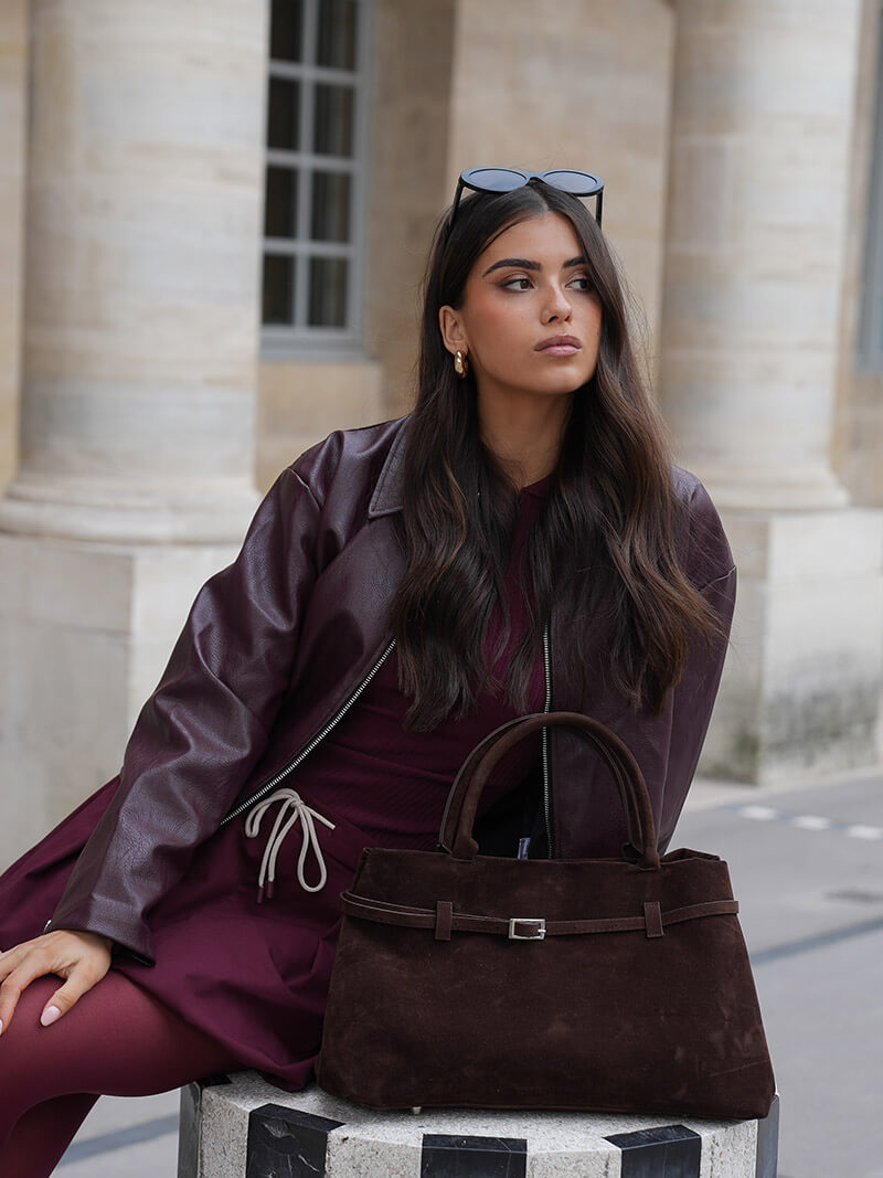 Dames Suède Handtas | Luxe Ruime Tote Bag met Comfortabele Handgrepen 3