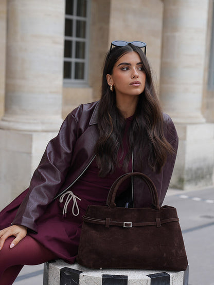 Dames Suède Handtas | Luxe Ruime Tote Bag met Comfortabele Handgrepen 3