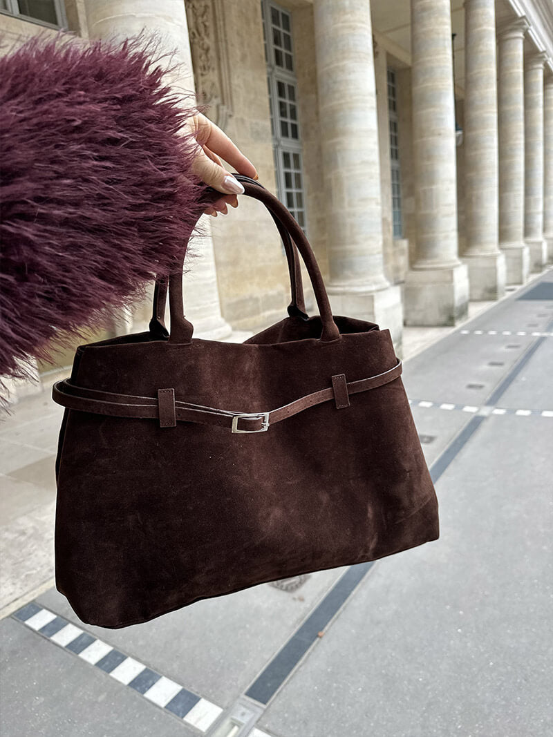 Dames Suède Handtas | Luxe Ruime Tote Bag met Comfortabele Handgrepen 4