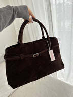 Dames Suède Handtas | Luxe Ruime Tote Bag met Comfortabele Handgrepen 5
