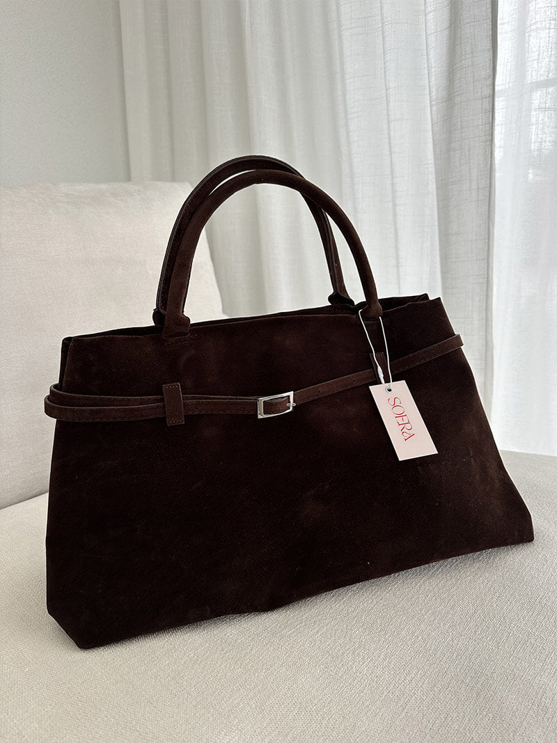 Dames Suède Handtas | Luxe Ruime Tote Bag met Comfortabele Handgrepen 6