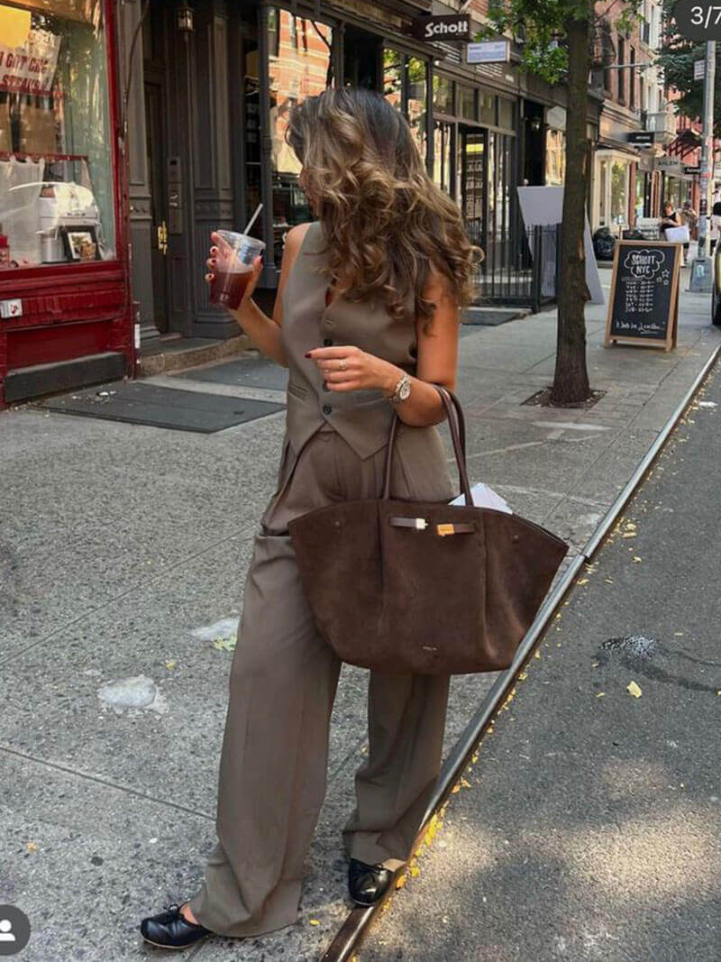 Dames Suède Handtas | Stijlvol Ruime Tas met Elegante Afwerking 4
