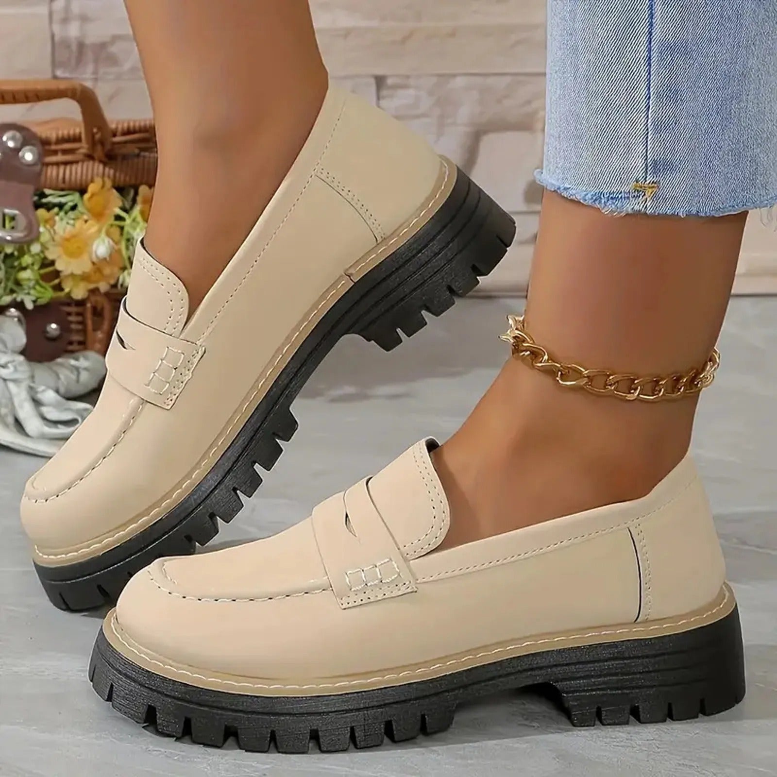 Dames Suède Platform Loafers | Comfortabele Chunky Casual Schoenen voor Voorjaar 0