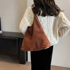 Dames Suède Schoudertas | Elegante Minimalistische Handtas in Roestbruin 1