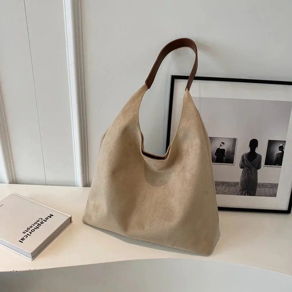 Dames Suède Schoudertas | Elegante Minimalistische Handtas in Roestbruin 2