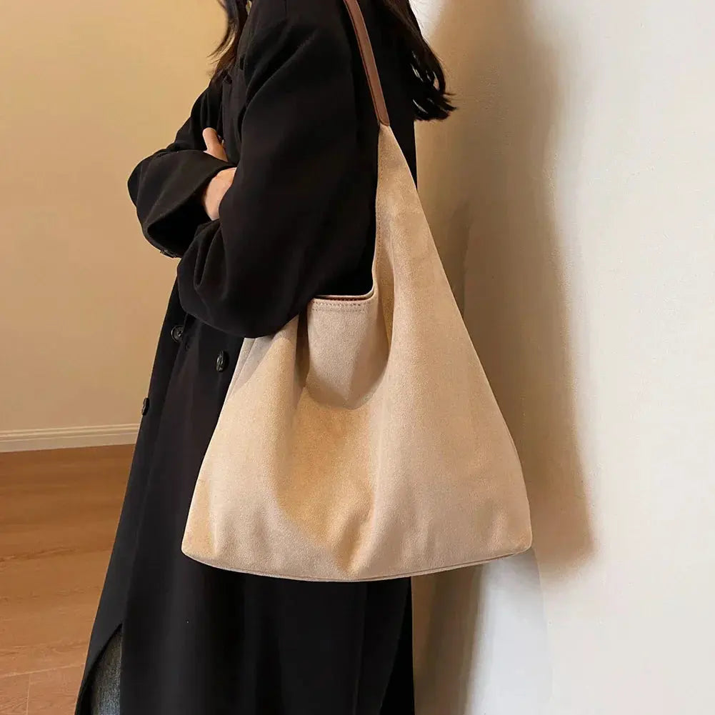 Dames Suède Schoudertas | Elegante Minimalistische Handtas in Roestbruin 3