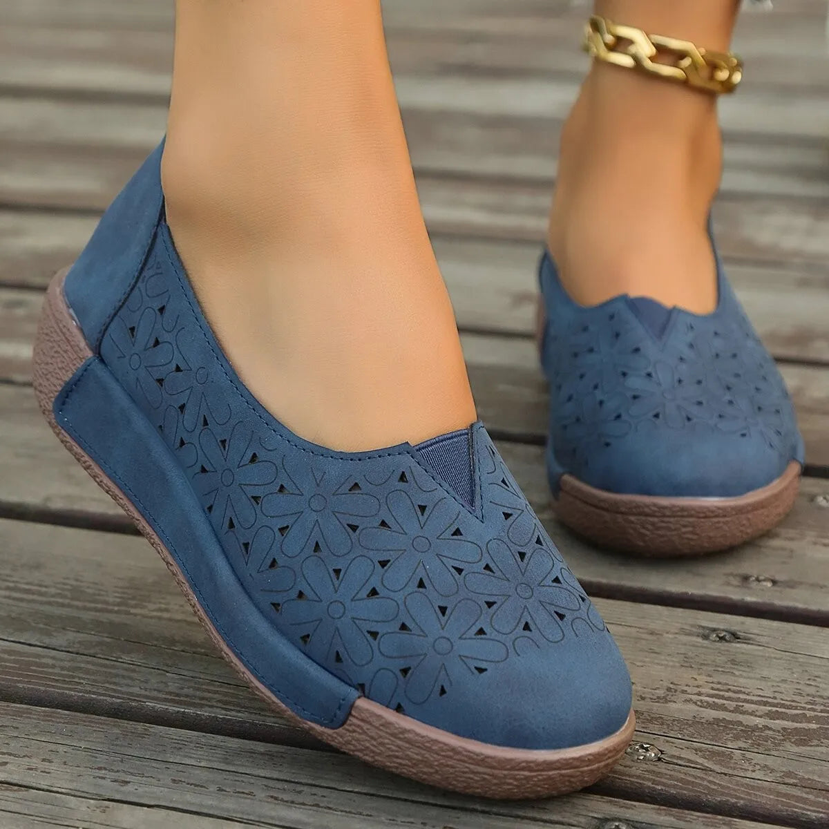 Dames Textured Zwarte Platform Loafers | Comfortabele Slip-On Schoenen voor Elke Dag 3