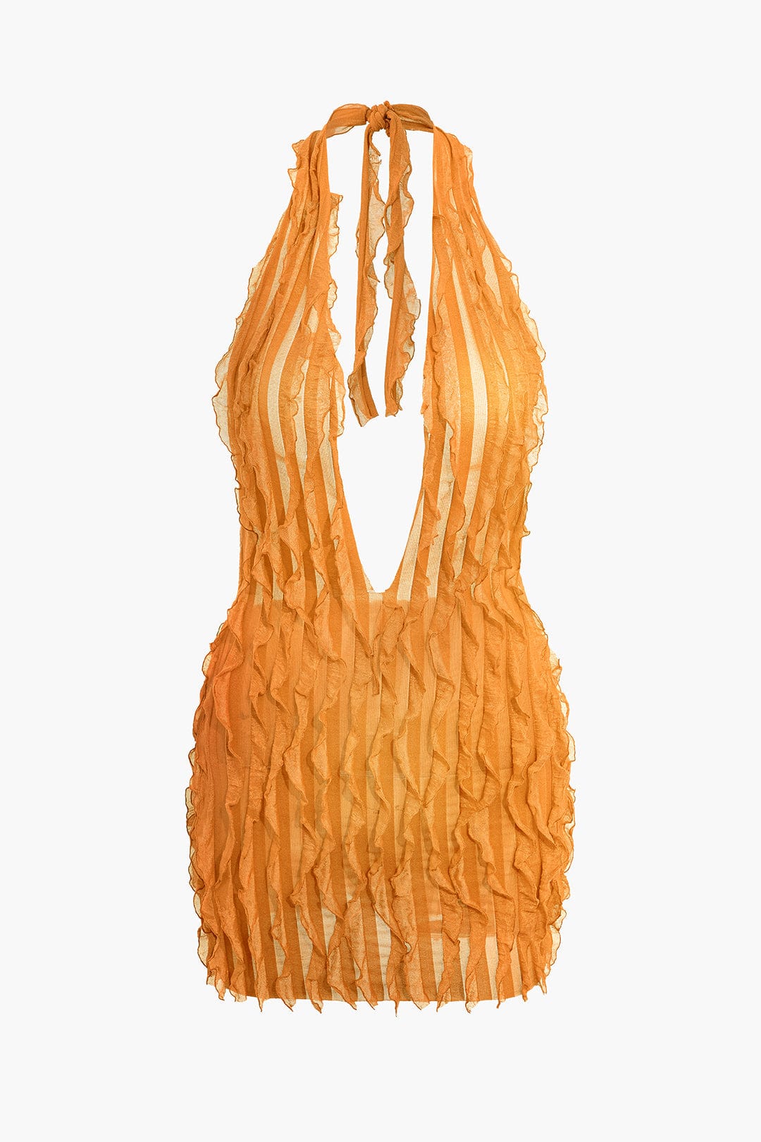 Dames Transparante Mesh Mini-jurk | Sexy Halter Met Rimpel-Details voor Feestelijke Gelegenheden 7