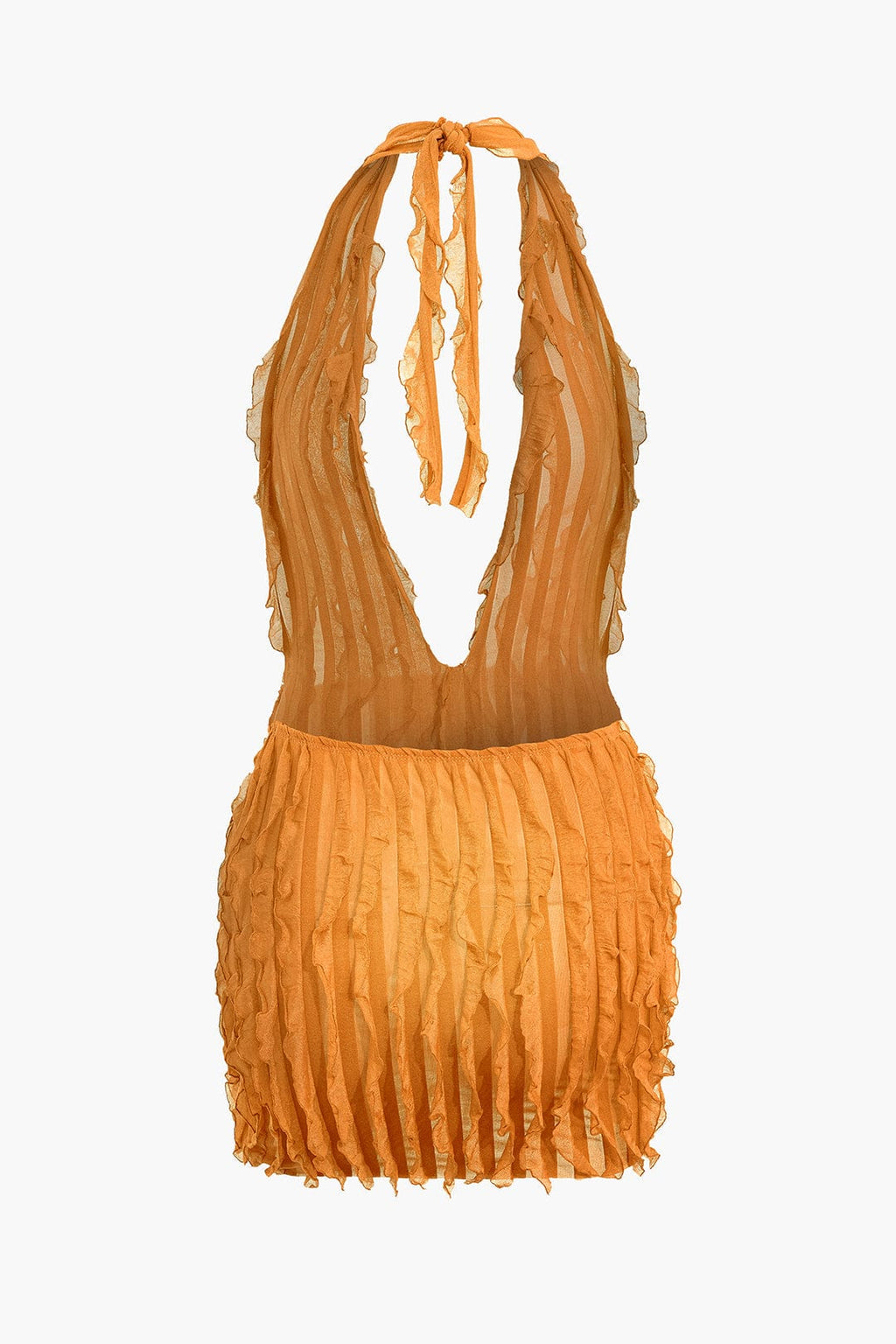 Dames Transparante Mesh Mini-jurk | Sexy Halter Met Rimpel-Details voor Feestelijke Gelegenheden 8