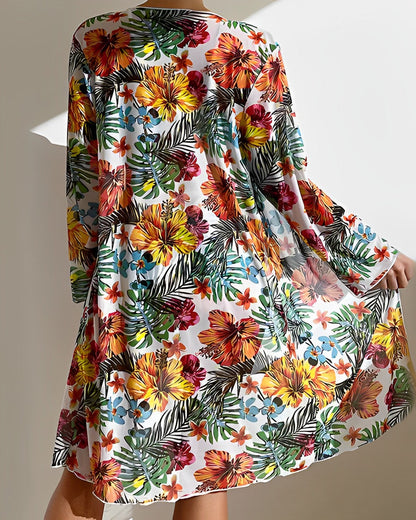 Dames Tropische Print Bikiniset met Cover-Up | Flatterend en Stijlvol Zomerbadmode 3