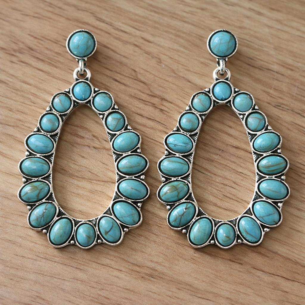 Dames Turkoois Hanger Oorbellen | Elegante Tijdloze Sieraden voor Elke Gelegenheid 0