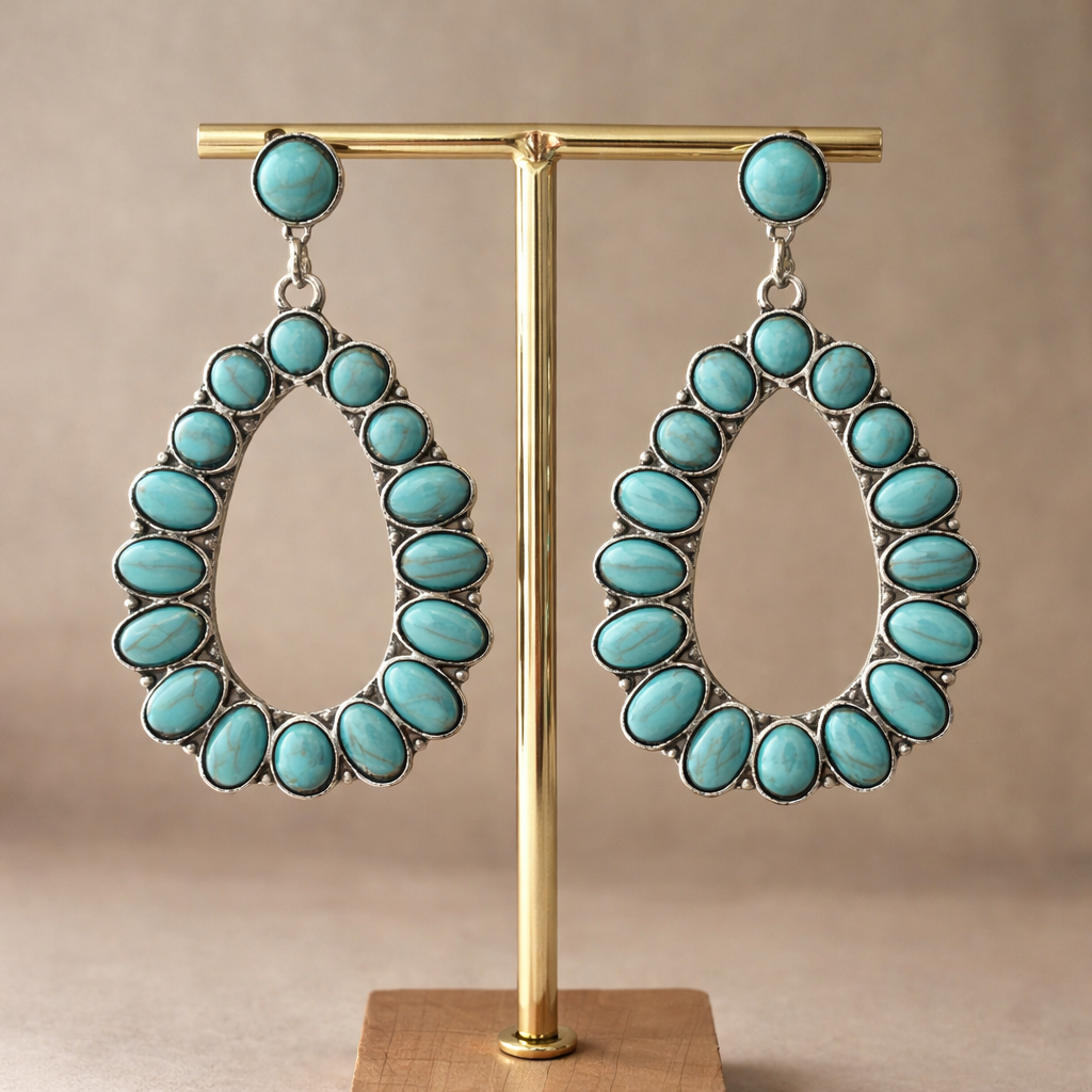 Dames Turkoois Hanger Oorbellen | Elegante Tijdloze Sieraden voor Elke Gelegenheid 1