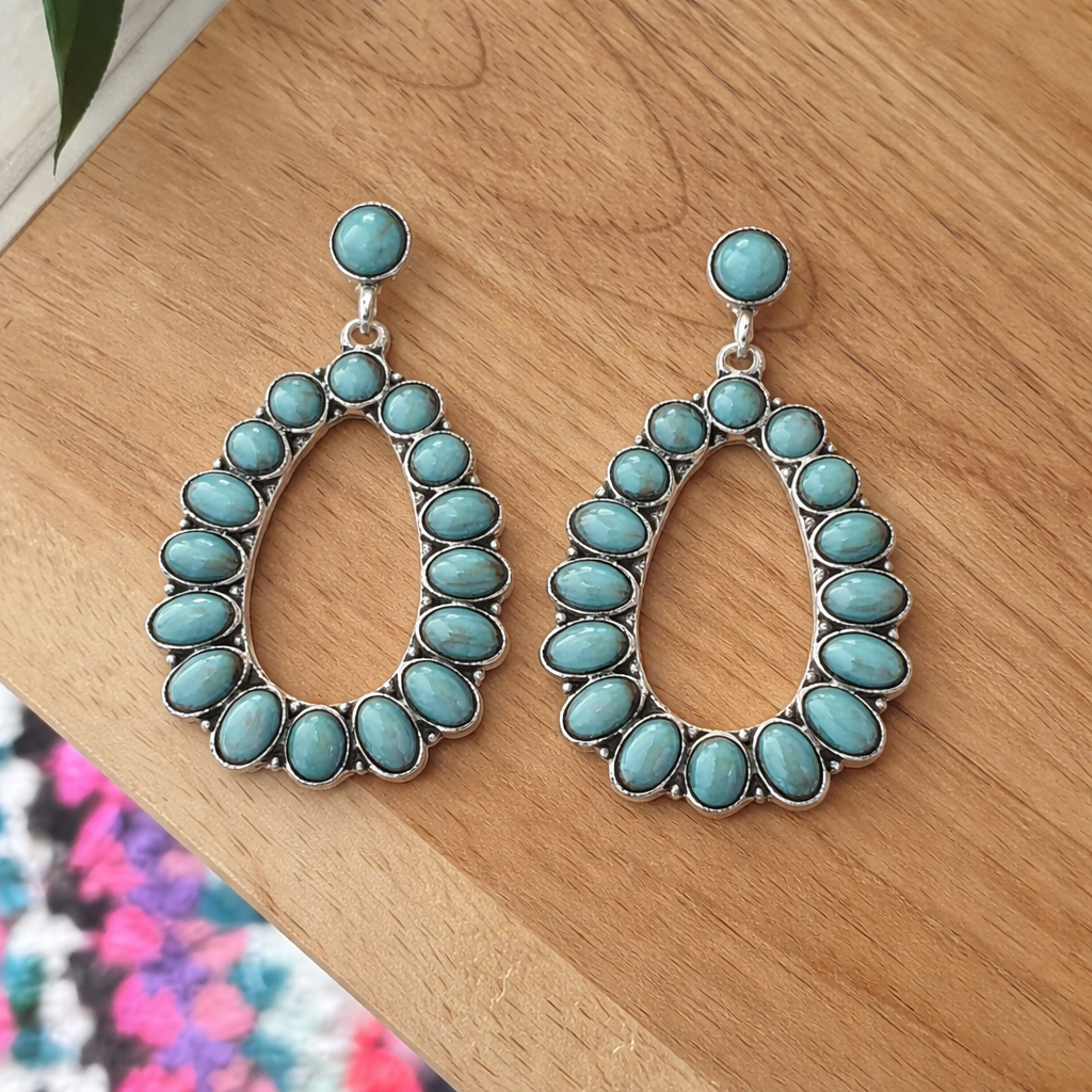 Dames Turkoois Hanger Oorbellen | Elegante Tijdloze Sieraden voor Elke Gelegenheid 2