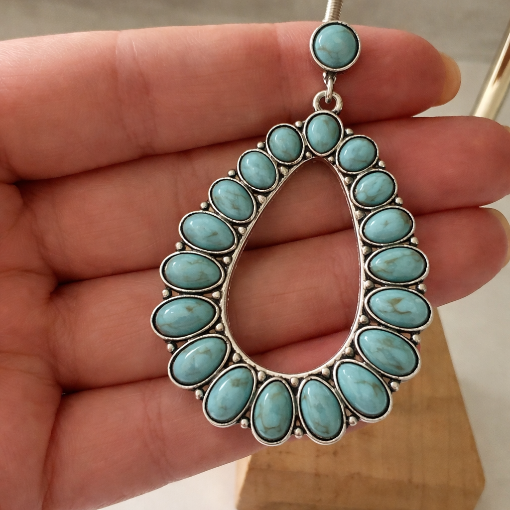 Dames Turkoois Hanger Oorbellen | Elegante Tijdloze Sieraden voor Elke Gelegenheid 3