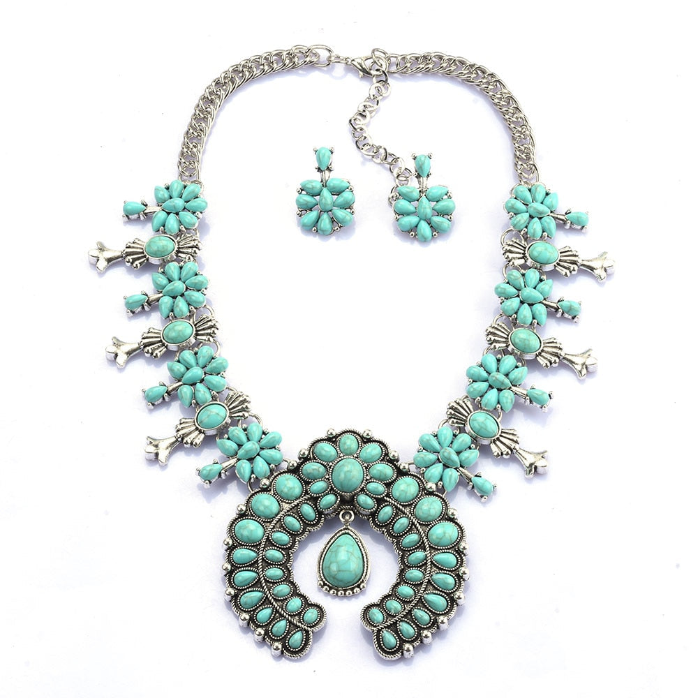 Dames Turquoise Bloesem Sieraden Set | Elegante Handgemaakte Oorbellen Sets 0