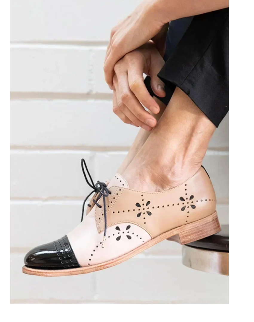 Dames Tweekleurige Leren Loafers | Elegante Comfortabele Instappers 0