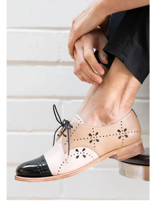 Dames Tweekleurige Leren Loafers | Elegante Comfortabele Instappers 0