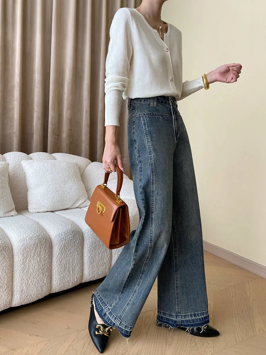 Dames Vintage Denim Flared Jeans | Tijdloos Comfortabele Wijde Pijpen Spijkerbroek 5