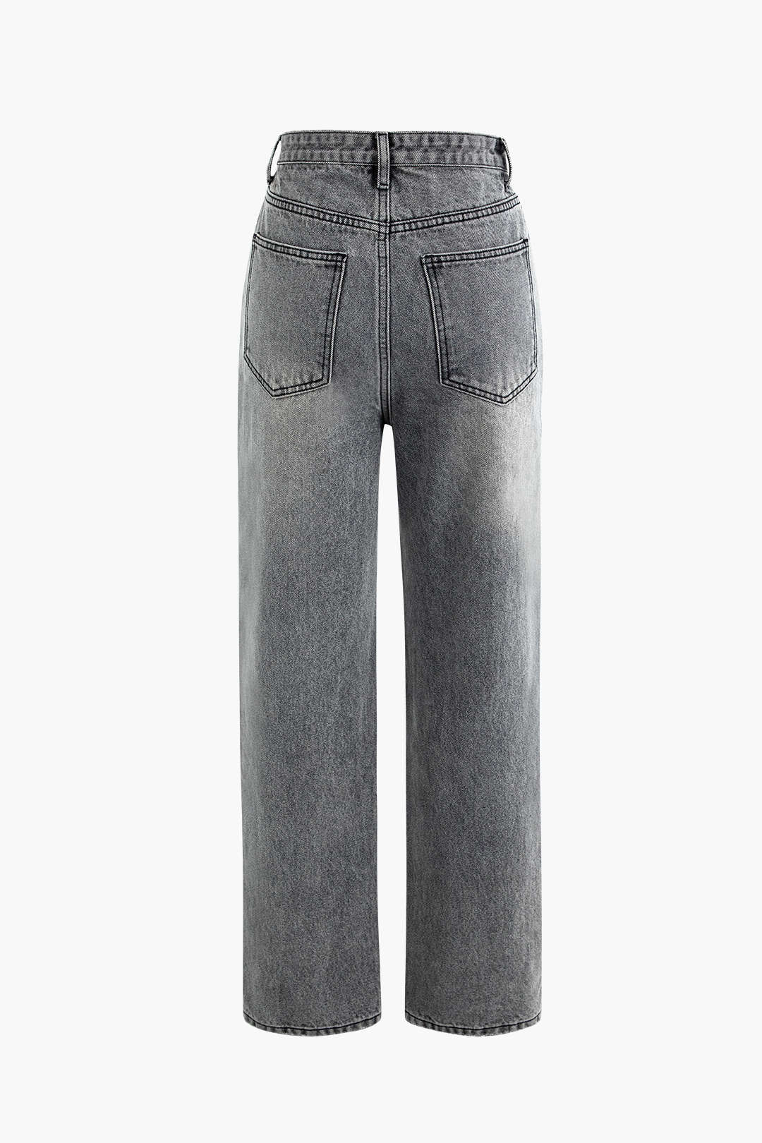 Dames Vintage Denim Spijkerbroek | Asymmetrische Taille Wijd Been Jeans 4