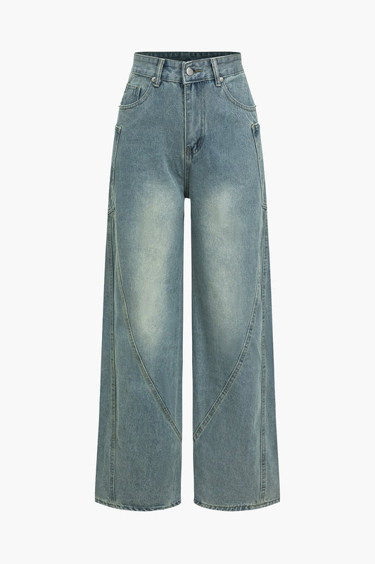 Dames Vintage Denim Spijkerbroek | Comfortabele Wijde Pijpen met Flatterende Pasvorm 0