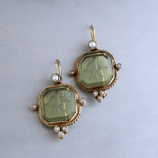 Dames Vintage Groene Parel Oorbellen | Elegante Statement Sieraden 0