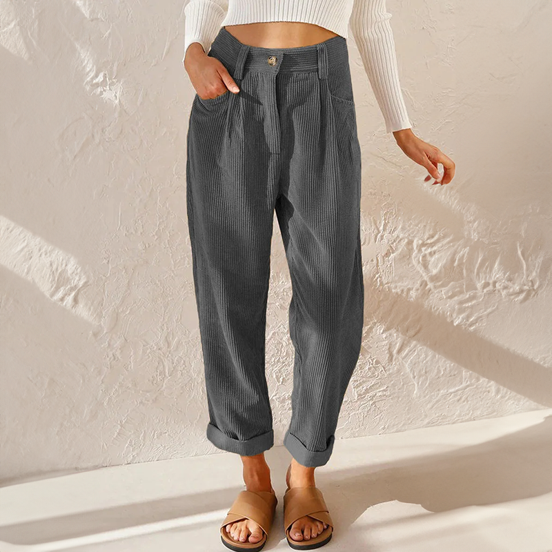 Dames Vintage Koordcomfortbroek | Tijdloze Relaxed Fit Casual Pantalon 2