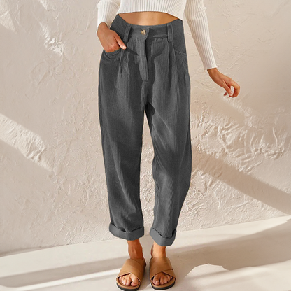 Dames Vintage Koordcomfortbroek | Tijdloze Relaxed Fit Casual Pantalon 2