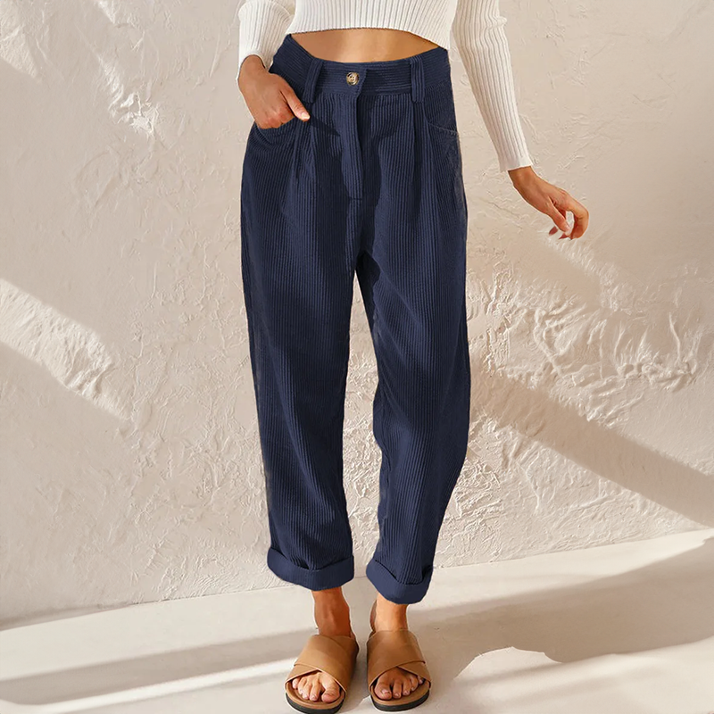 Dames Vintage Koordcomfortbroek | Tijdloze Relaxed Fit Casual Pantalon 3