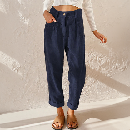 Dames Vintage Koordcomfortbroek | Tijdloze Relaxed Fit Casual Pantalon 3