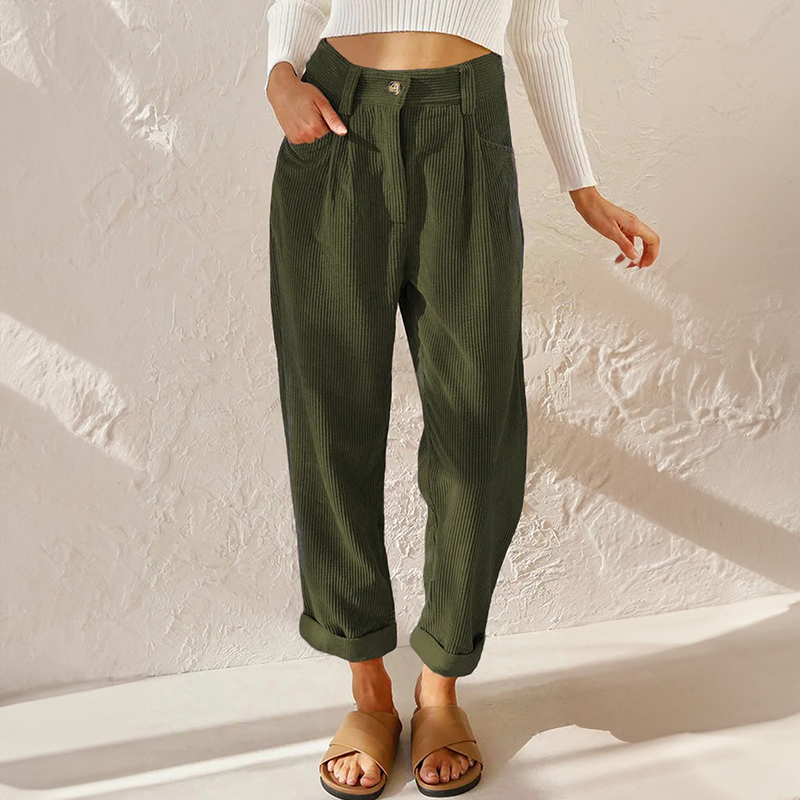 Dames Vintage Koordcomfortbroek | Tijdloze Relaxed Fit Casual Pantalon 4
