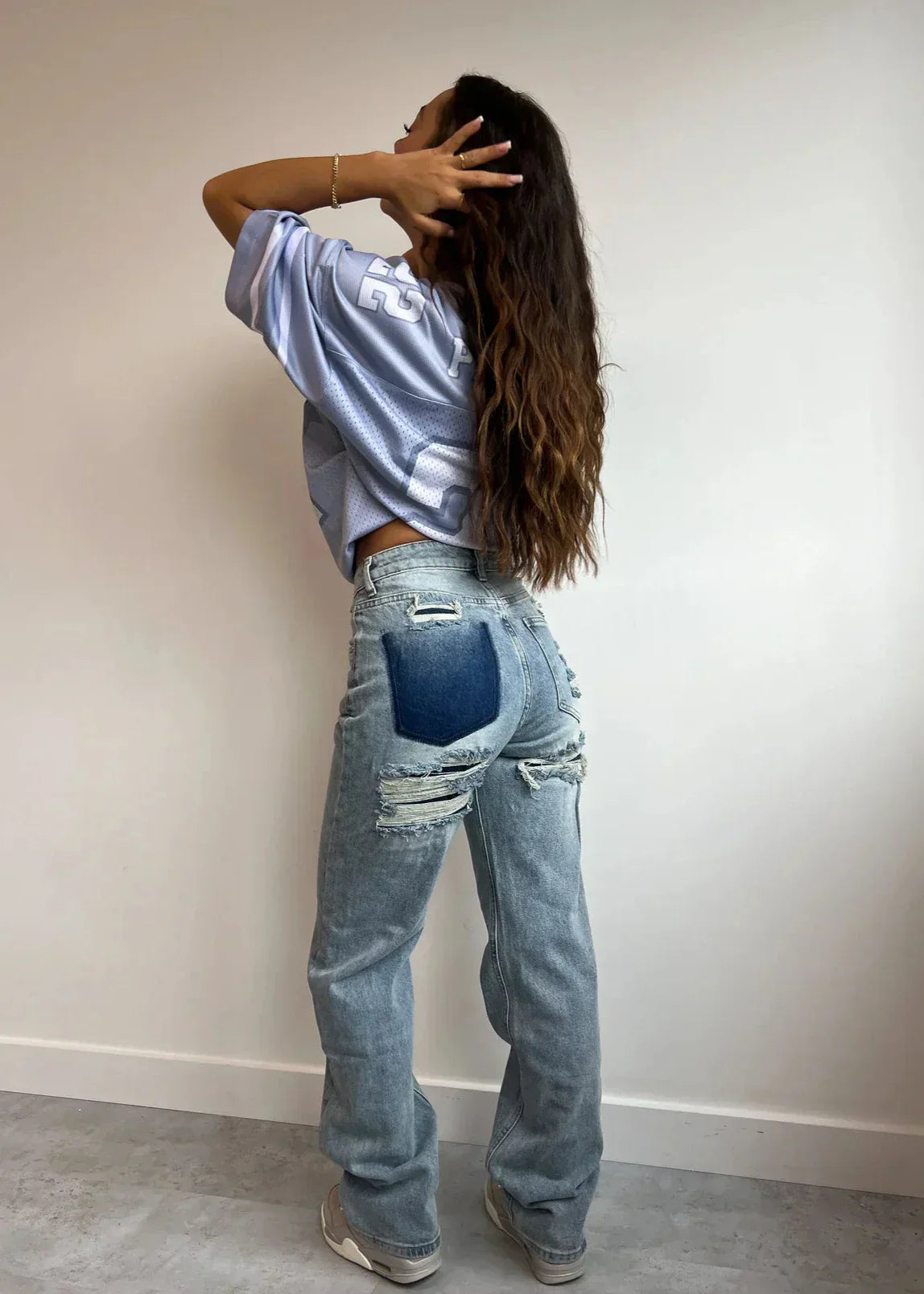 Dames Vintage Ripped Spijkerbroek | Hoge Taille Casual Jeans met Rechte Pijpen 0