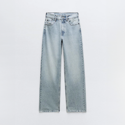 Dames Vintage Ripped Spijkerbroek | Hoge Taille Casual Jeans met Rechte Pijpen 1