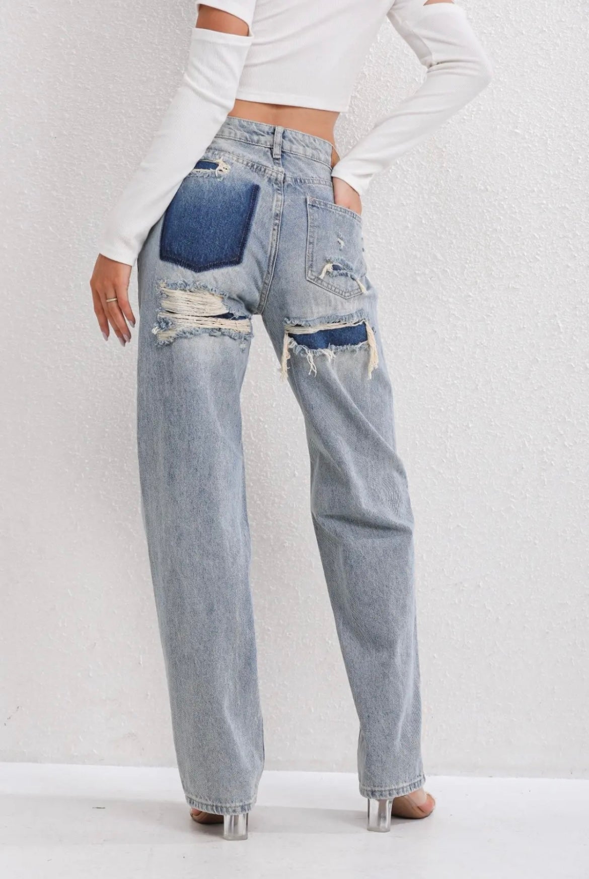 Dames Vintage Ripped Spijkerbroek | Hoge Taille Casual Jeans met Rechte Pijpen 5