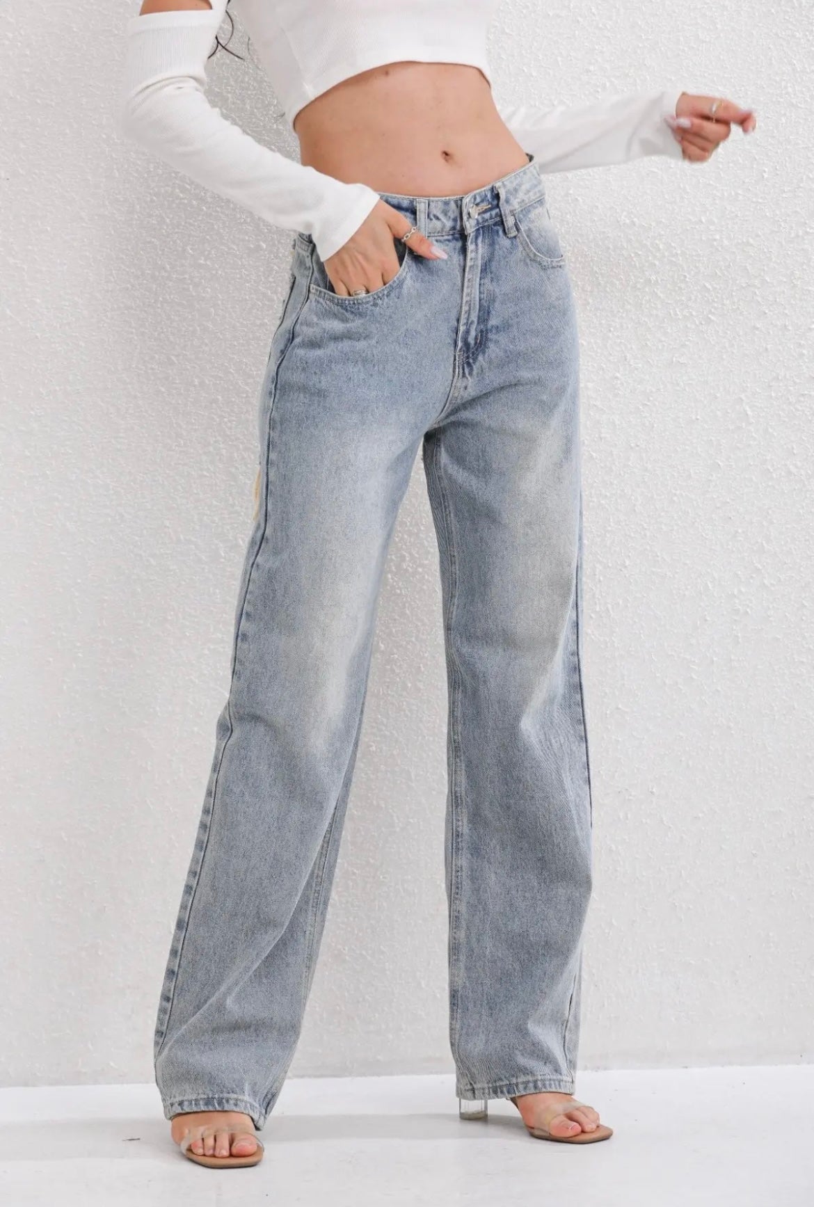 Dames Vintage Ripped Spijkerbroek | Hoge Taille Casual Jeans met Rechte Pijpen 6