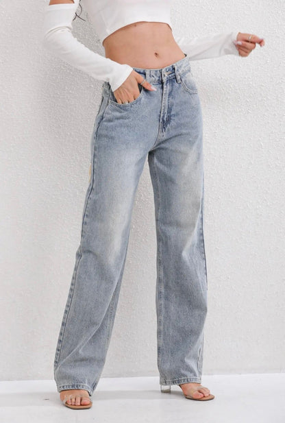 Dames Vintage Ripped Spijkerbroek | Hoge Taille Casual Jeans met Rechte Pijpen 6