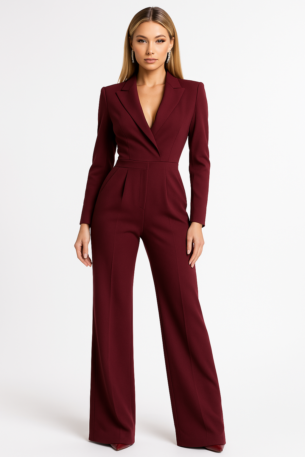 Dames Viscose Jumpsuit | Feestelijk Zwarte Diepe V-hals met Wijdvallende Pijpen 0