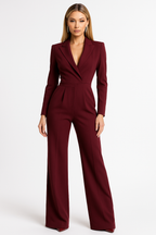 Dames Viscose Jumpsuit | Feestelijk Zwarte Diepe V-hals met Wijdvallende Pijpen 0