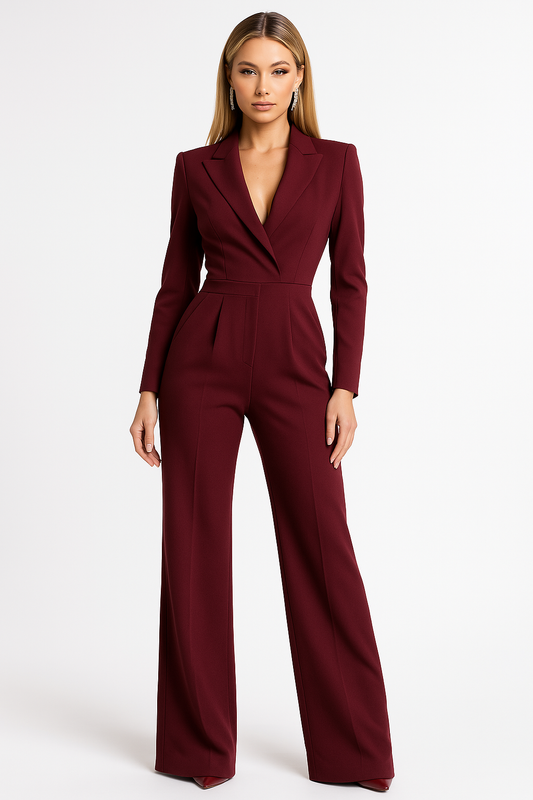 Dames Viscose Jumpsuit | Feestelijk Zwarte Diepe V-hals met Wijdvallende Pijpen 0