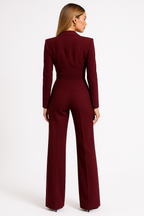 Dames Viscose Jumpsuit | Feestelijk Zwarte Diepe V-hals met Wijdvallende Pijpen 1