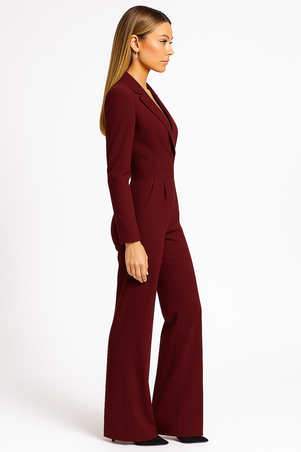 Dames Viscose Jumpsuit | Feestelijk Zwarte Diepe V-hals met Wijdvallende Pijpen 2