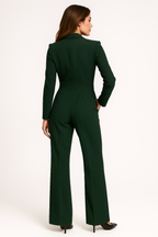 Dames Viscose Jumpsuit | Feestelijk Zwarte Diepe V-hals met Wijdvallende Pijpen 4