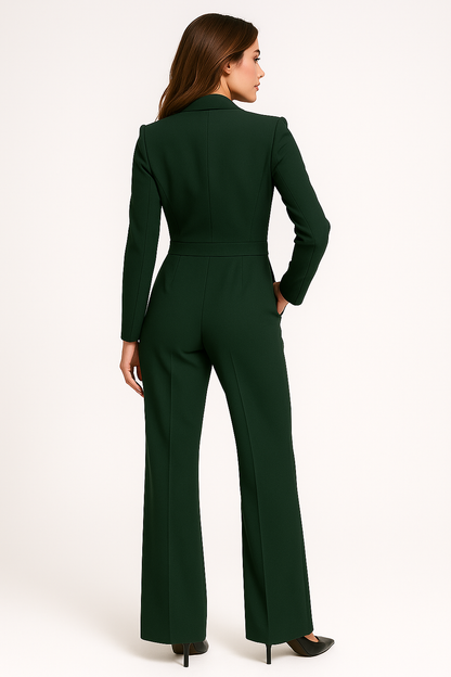 Dames Viscose Jumpsuit | Feestelijk Zwarte Diepe V-hals met Wijdvallende Pijpen 4
