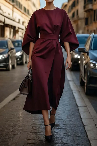 Dames Viscose Jurk | Elegante Lantaarnmouwen Voorjaarsjurk met Flatterend Ontwerp 4