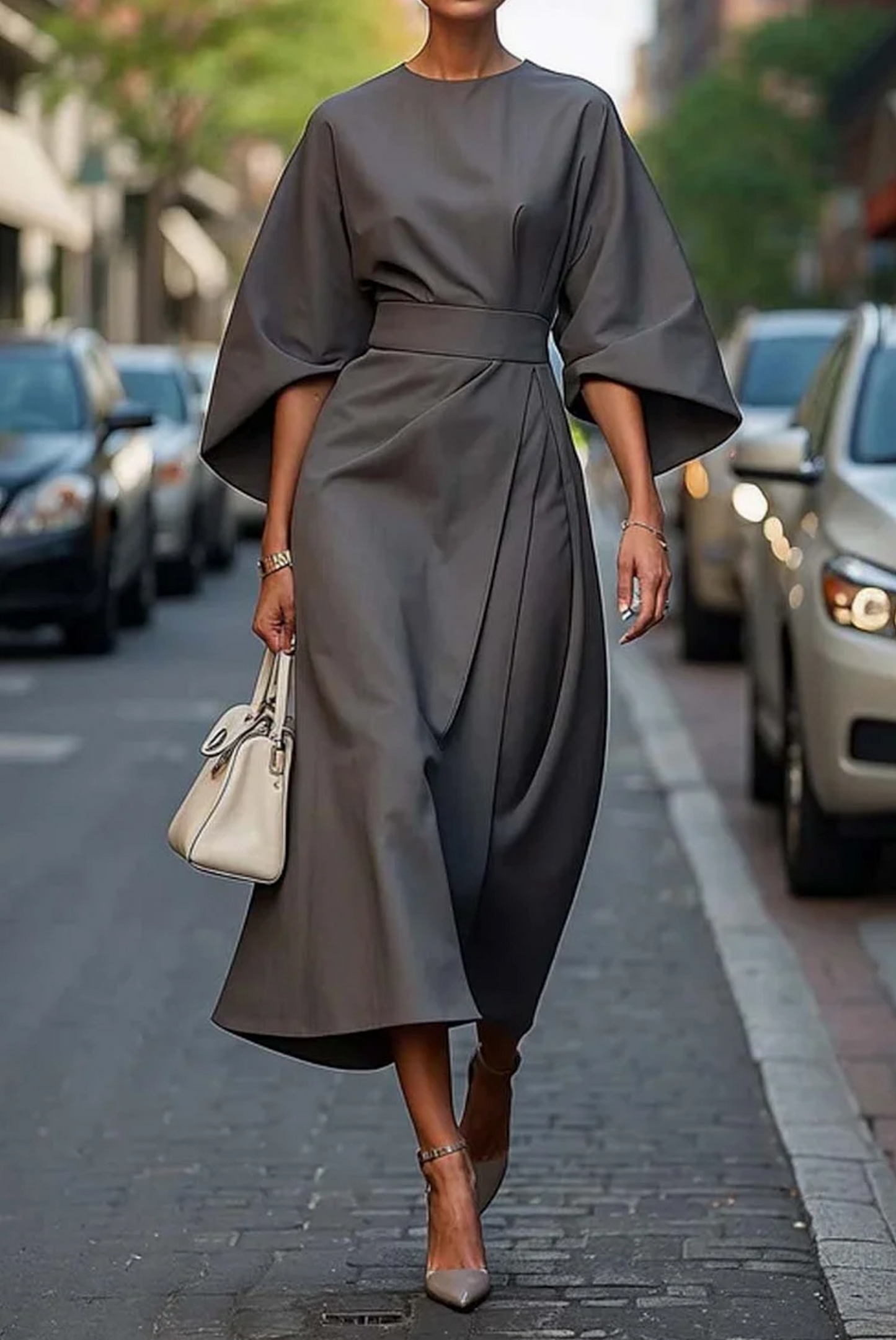 Dames Viscose Jurk | Elegante Lantaarnmouwen Voorjaarsjurk met Flatterend Ontwerp 5