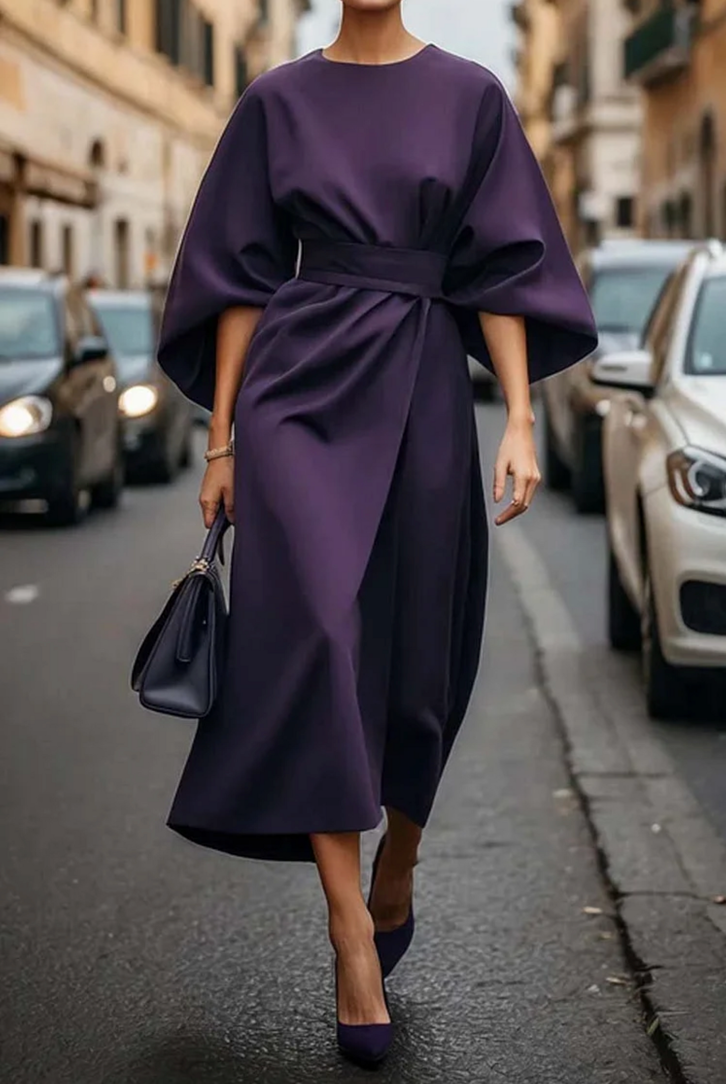 Dames Viscose Jurk | Elegante Lantaarnmouwen Voorjaarsjurk met Flatterend Ontwerp 6