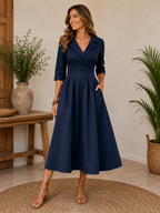 Dames Viscose Midi-Jurk | Elegante Flatterende Zachte Dress voor Speciale Gelegenheden 0