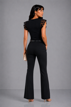 Dames Witte Kanten Crop Top | Elegante Diepe V-Hals Zomertop met Florale Details 2