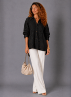 Dames Witte Katoenen Blouse | Luchtige V-Hals met Broderie voor Zomer 0
