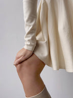 Dames Zachte Crème A-Lijn Skaterjurk | Elegante Lange Mouwen Dress 3