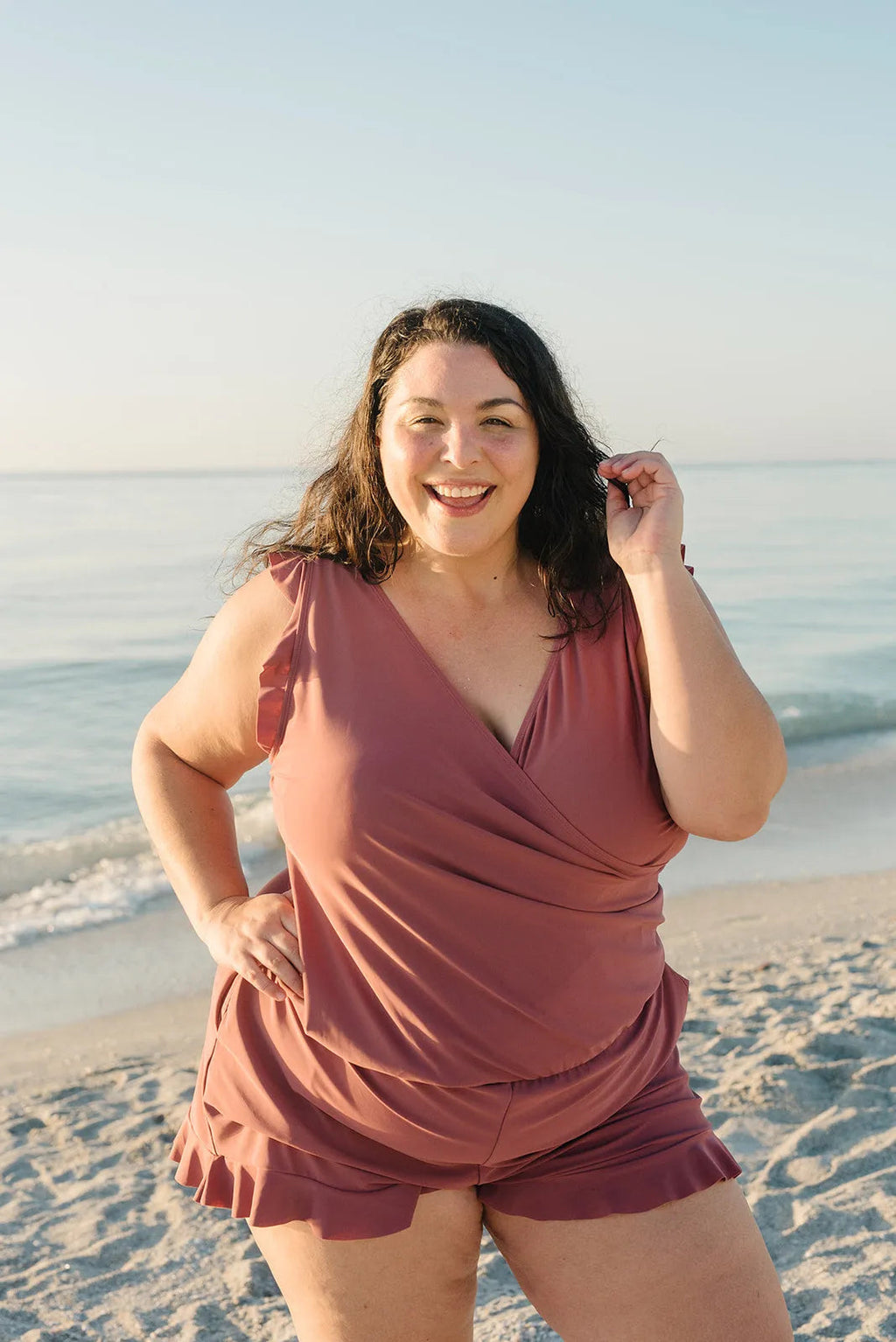Dames Zachte Tankini Set | Comfortabele V-Hals met Ruches voor Zomer Stranddagen 0